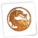 PC, gaming si accesorii - Periferice PC - Mousepad - Mousepad Gaming Mortal Kombat Emblem Maestru Dragon Gold, 21x19 cm - Infinity.ro