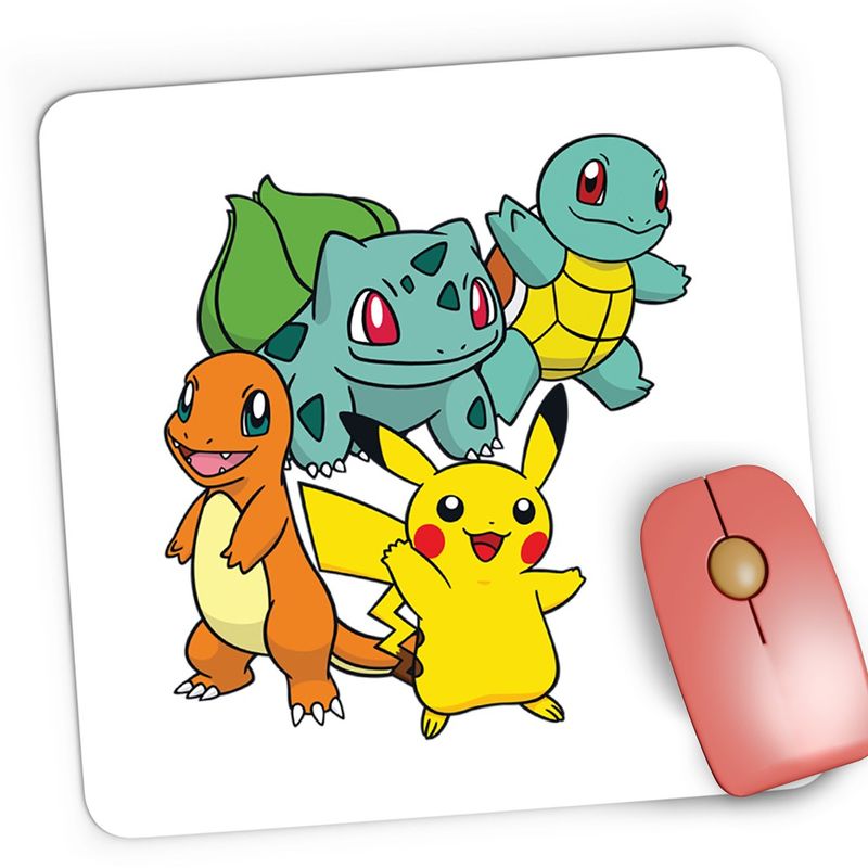 PC, gaming si accesorii - Periferice PC - Mousepad - Mousepad Gaming Pokemon Go Cards Pikachu Bulbasaur, 21x19 cm - Infinity.ro