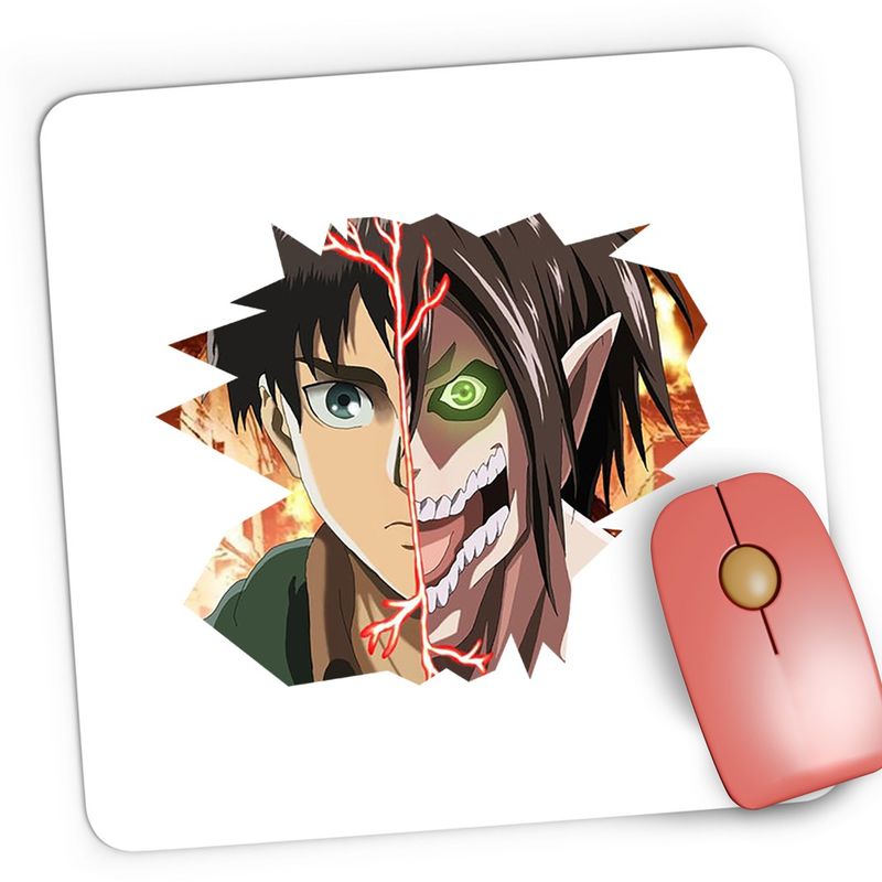 PC, gaming si accesorii - Periferice PC - Mousepad - Mousepad Gaming Eren Yeager Attack on Titan AOT Manga Anime, 21x19 cm - Infinity.ro