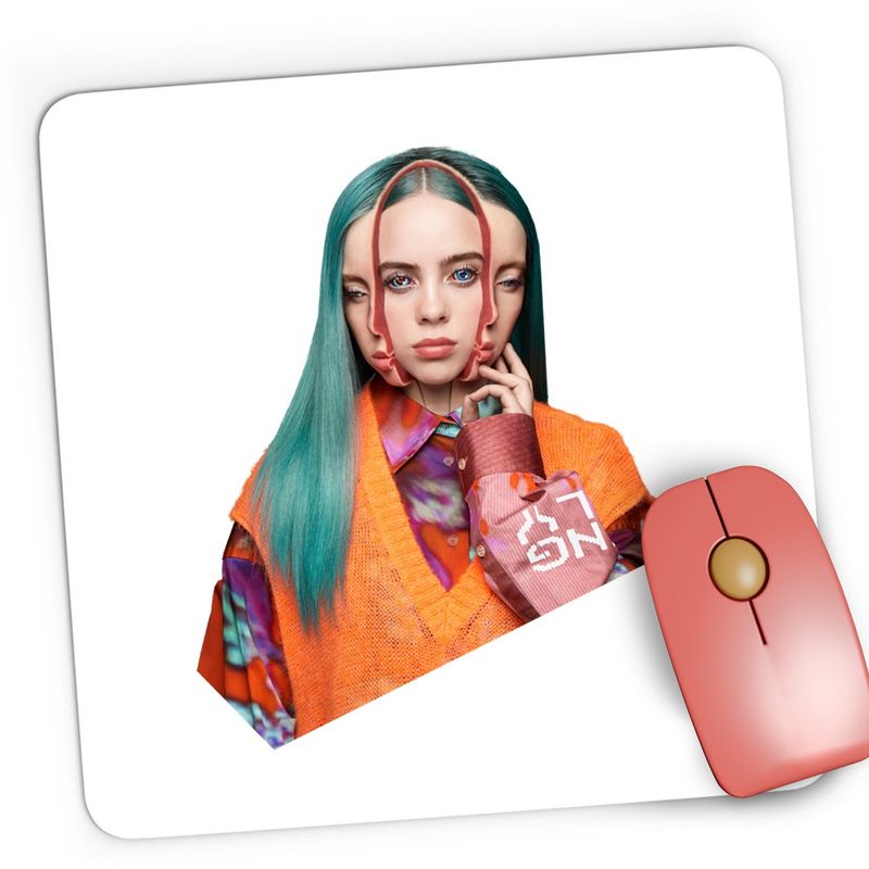 PC, gaming si accesorii - Periferice PC - Mousepad - Mousepad Gaming Billie Eilish 2 Face Therefore I am, 21x19 cm - Infinity.ro