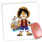 PC, gaming si accesorii - Periferice PC - Mousepad - Mousepad Gaming Straw Hat Pirates Palarie Paie Monkey Luffy One Piece, 21x19 cm - Infinity.ro