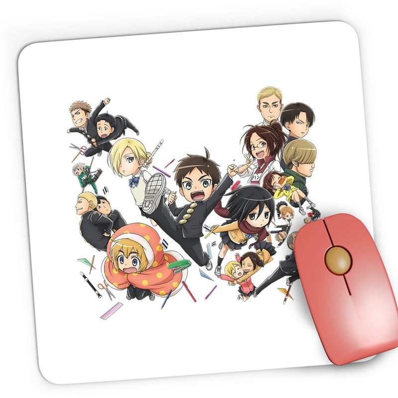 PC, gaming si accesorii - Periferice PC - Mousepad - Mousepad Gaming Attack on Titan All Team Gang Echipa Anime, 21x19 cm - Infinity.ro
