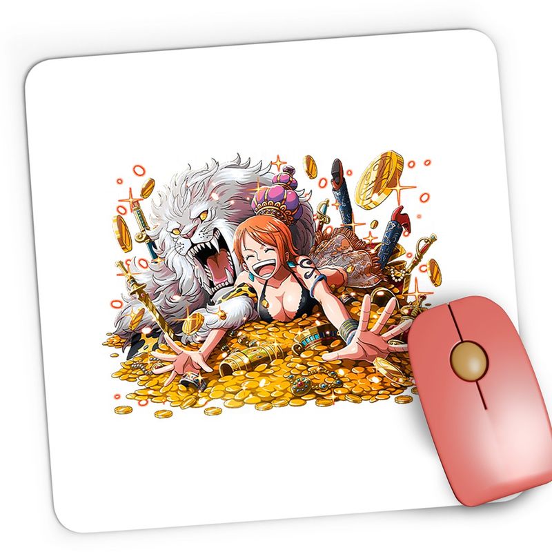 PC, gaming si accesorii - Periferice PC - Mousepad - Mousepad Gaming One Piece Nami Comoara Leu Lion Cat, 21x19 cm - Infinity.ro