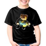Fashion, accesorii si bijuterii - Copii - Imbracaminte copii - Tricouri copii - Tricou copii Diamond Gold Sword Minecraft, negru, XS Copii - Infinity.ro