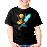 Fashion, accesorii si bijuterii - Copii - Imbracaminte copii - Tricouri copii - Tricou copii Wolverine XMen Diamond Sword Minecraft, negru, XS Copii - Infinity.ro