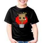 Fashion, accesorii si bijuterii - Copii - Imbracaminte copii - Tricouri copii - Tricou copii Baby Groot Minecraft Love Heart Inima, negru, XS Copii - Infinity.ro
