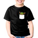 Fashion, accesorii si bijuterii - Copii - Imbracaminte copii - Tricouri copii - Tricou copii Baby Yoda White Pocket, negru, XS Copii - Infinity.ro