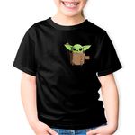 Fashion, accesorii si bijuterii - Copii - Imbracaminte copii - Tricouri copii - Tricou copii Baby Yoda Cute Pocket, negru, XS Copii - Infinity.ro