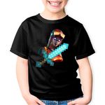 Fashion, accesorii si bijuterii - Copii - Imbracaminte copii - Tricouri copii - Tricou copii Blaze Fortnite Minecraft Diamond Sabie, negru, XS Copii - Infinity.ro