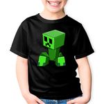 Fashion, accesorii si bijuterii - Copii - Imbracaminte copii - Tricouri copii - Tricou copii Green Creeper Minecraft, negru, XS Copii - Infinity.ro