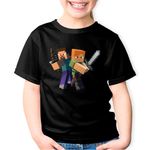 Fashion, accesorii si bijuterii - Copii - Imbracaminte copii - Tricouri copii - Tricou copii Steve Alex Fight Minecraft, negru, XS Copii - Infinity.ro