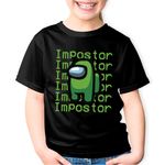 Fashion, accesorii si bijuterii - Copii - Imbracaminte copii - Tricouri copii - Tricou copii Green Impostor Among Us, negru, XS Copii - Infinity.ro
