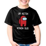 Fashion, accesorii si bijuterii - Copii - Imbracaminte copii - Tricouri copii - Tricou copii Ur Actin Kinda Sus Among Us, negru, XS Copii - Infinity.ro
