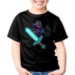 Fashion, accesorii si bijuterii - Copii - Imbracaminte copii - Tricouri copii - Tricou copii Raven Fortnite Minecraft Diamond Sword, negru, XS Copii - Infinity.ro