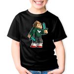 Fashion, accesorii si bijuterii - Copii - Imbracaminte copii - Tricouri copii - Tricou copii Skin Green Swords Minecraft, negru, XS Copii - Infinity.ro