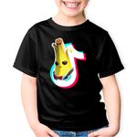 Fashion, accesorii si bijuterii - Copii - Imbracaminte copii - Tricouri copii - Tricou copii Agent Peely Fortnite Tik Tok, negru, XS Copii - Infinity.ro