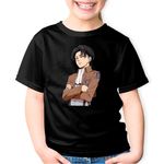 Fashion, accesorii si bijuterii - Copii - Imbracaminte copii - Tricouri copii - Tricou copii Attack on Titan Captain Levi Anime AOT Manga, negru, XS Copii - Infinity.ro