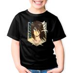 Fashion, accesorii si bijuterii - Copii - Imbracaminte copii - Tricouri copii - Tricou copii Attack on Titan Eren Yeager Anime Manga, negru, XS Copii - Infinity.ro