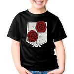 Fashion, accesorii si bijuterii - Copii - Imbracaminte copii - Tricouri copii - Tricou copii Attack on Titan Garrison Crest Anime Manga, negru, XS Copii - Infinity.ro