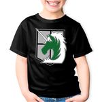 Fashion, accesorii si bijuterii - Copii - Imbracaminte copii - Tricouri copii - Tricou copii Attack on Titan Military Police Crest Anime, negru, S Copii - Infinity.ro