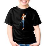 Fashion, accesorii si bijuterii - Copii - Imbracaminte copii - Tricouri copii - Tricou copii Bad Girl Anime One Piece Nami Pirat, negru, XS Copii - Infinity.ro