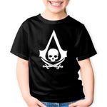 Fashion, accesorii si bijuterii - Copii - Imbracaminte copii - Tricouri copii - Tricou copii Black Flag Assassin's Creed Logo Emblem, negru, XS Copii - Infinity.ro