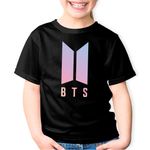 Fashion, accesorii si bijuterii - Copii - Imbracaminte copii - Tricouri copii - Tricou copii BTS Logo K-Pop, negru, XS Copii - Infinity.ro