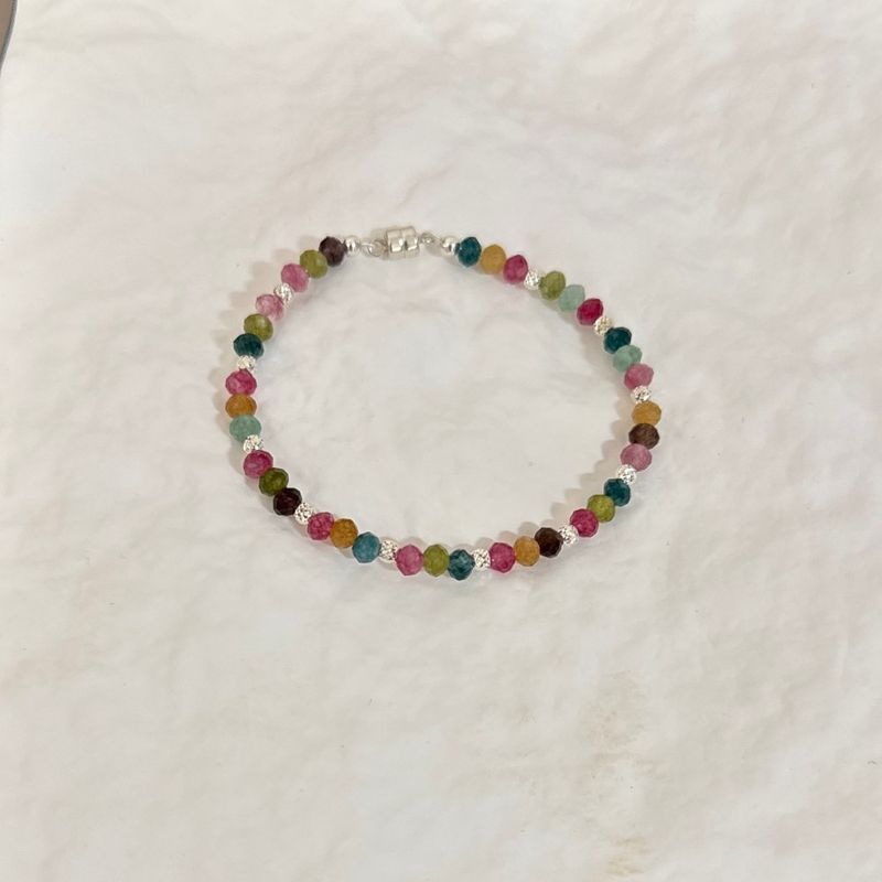 Fashion, accesorii si bijuterii - Femei - Bijuterii femei - Bratari femei - Bratara colorata din Turmalina multicolora cu inchidere magnetica din argint 925 - Infinity.ro
