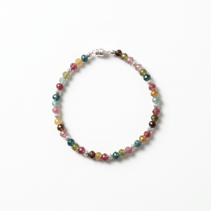 Fashion, accesorii si bijuterii - Femei - Bijuterii femei - Bratari femei - Bratara colorata din Turmalina multicolora cu inchidere magnetica din argint 925 - Infinity.ro