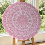 Casa si Gradina - Decoratiuni - Tablouri - Pentru fetita din tine- Tablou Mandala pictat manual in nuante de roz, 60 cm - Infinity.ro