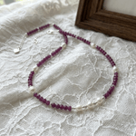 Fashion, accesorii si bijuterii - Femei - Bijuterii femei - Coliere femei - NOU! Colier choker Kiara din cristale de rubin si perle de cultura cu argint 925 - Infinity.ro