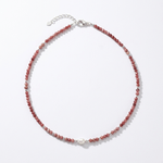 Fashion, accesorii si bijuterii - Femei - Bijuterii femei - Coliere femei - NOU! Colier elegant Ellis din rodonit si rodocrozit cu perla de cultura si accesorii din argint 925 - Infinity.ro