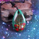 Fashion, accesorii si bijuterii - Femei - Bijuterii femei - Pandantive femei - Pandantiv orgonic luminos Darsh, cu Copacul Vietii cu Ochi de Tigru, Coral Rosu - Infinity.ro