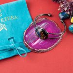 Fashion, accesorii si bijuterii - Femei - Bijuterii femei - Bratari femei - Bratara Orgonica SALENA cu Ametist, Citrin, Aventurina Verde, Agata Rosie, Scoica si Fasii de Cupru, 6 cm - Infinity.ro