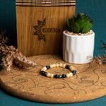 Fashion, accesorii si bijuterii - Femei - Bijuterii femei - Bratari femei - Bratara handmade din pietre semipretioase pentru femei cu Jad Galben si Shell Turquoise Negru, sfere de 6mm - Infinity.ro