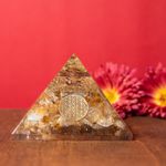 Casa si Gradina - Decoratiuni - Obiecte decorative - Accesorii decorative - Piramida abundentei Orgonit, Drava, din pietre semipretioase de Citrin, cu simbol Floarea Vietii si Varf de Cristal - Infinity.ro
