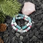 Fashion, accesorii si bijuterii - Femei - Bijuterii femei - Bratari femei - Set Dalia bratari handmade dama din Pietre Naturale Morganit cu charm Inima - Infinity.ro