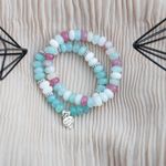 Fashion, accesorii si bijuterii - Femei - Bijuterii femei - Bratari femei - Set Dalia bratari handmade dama din Pietre Naturale Morganit cu charm Inima - Infinity.ro