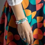 Fashion, accesorii si bijuterii - Femei - Bijuterii femei - Bratari femei - Set Dalia bratari handmade dama din Pietre Naturale Morganit cu charm Inima - Infinity.ro