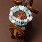 Fashion, accesorii si bijuterii - Femei - Bijuterii femei - Bratari femei - Set Dalia bratari handmade dama din Pietre Naturale Morganit cu charm Inima - Infinity.ro