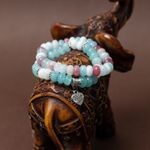 Fashion, accesorii si bijuterii - Femei - Bijuterii femei - Bratari femei - Set Dalia bratari handmade dama din Pietre Naturale Morganit cu charm Inima - Infinity.ro