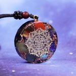 Fashion, accesorii si bijuterii - Femei - Bijuterii femei - Pandantive femei - Pandantiv pietre semipretioase 7 Chakre orgonit Cybele, simbol SriYantra - Infinity.ro