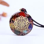 Fashion, accesorii si bijuterii - Femei - Bijuterii femei - Pandantive femei - Pandantiv pietre semipretioase 7 Chakre orgonit Cybele, simbol SriYantra - Infinity.ro