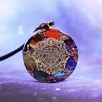 Fashion, accesorii si bijuterii - Femei - Bijuterii femei - Pandantive femei - Pandantiv pietre semipretioase 7 Chakre orgonit Cybele, simbol SriYantra - Infinity.ro