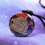 Fashion, accesorii si bijuterii - Femei - Bijuterii femei - Pandantive femei - Pandantiv pietre semipretioase 7 Chakre orgonit Cybele, simbol SriYantra - Infinity.ro