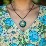 Fashion, accesorii si bijuterii - Femei - Bijuterii femei - Pandantive femei - Pandantiv Orgonic SHANTE din Pietre Turcoaz, cu Simbol Floarea Vietii, 3.6 cm - Infinity.ro