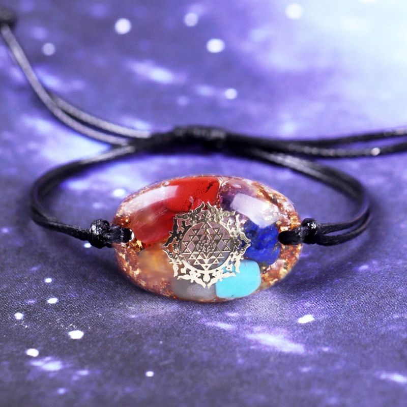 Fashion, accesorii si bijuterii - Femei - Bijuterii femei - Bratari femei - WOW! Bratara orgonica 7 Chakre ajustabila cu snur Mirai - Infinity.ro