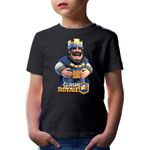 Fashion, accesorii si bijuterii - Copii - Imbracaminte copii - Tricouri copii - Tricou copii Clash Royale King Laugh Player Blue Side Gold, negru, XS Copii - Infinity.ro