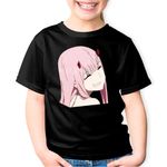 Fashion, accesorii si bijuterii - Copii - Imbracaminte copii - Tricouri copii - Tricou copii Darling in the FranXX Zero Two Hybrid Manga, negru, XS Copii - Infinity.ro