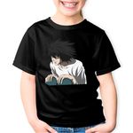 Fashion, accesorii si bijuterii - Copii - Imbracaminte copii - Tricouri copii - Tricou copii Death Note L Detectiv Tsugumi Ohba Anime Manga, negru, XS Copii - Infinity.ro